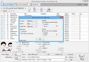 Showing the advanced format properties in EZ CD Audio Converter